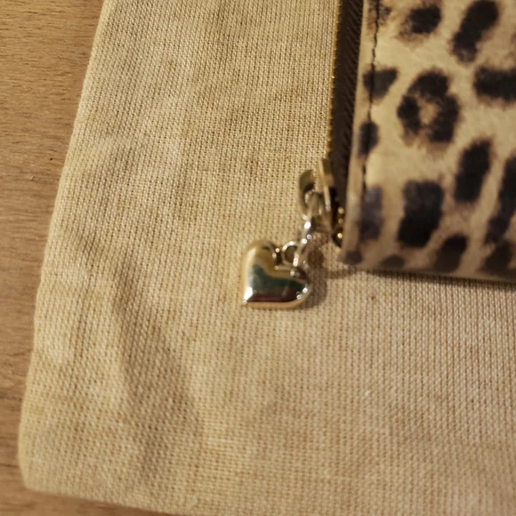 Furla Leopard Print Zip Wallet w/ Gold Hardware, Bow Accent, Dusty & Box - Picture 10 of 12